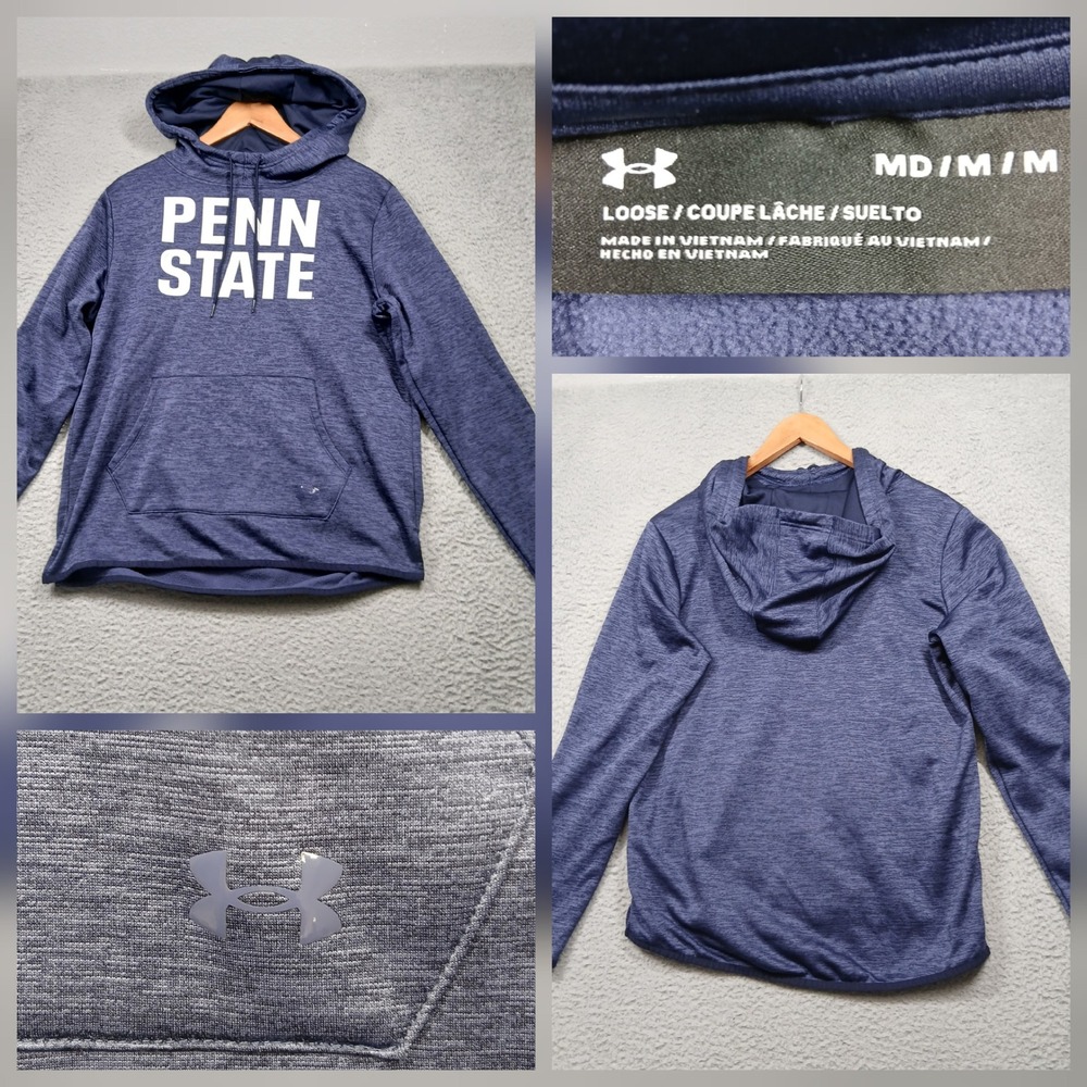 Under Armour Penn State Hoodie Men's M‎ Blue Loose Fit Pullover Sweatshirt